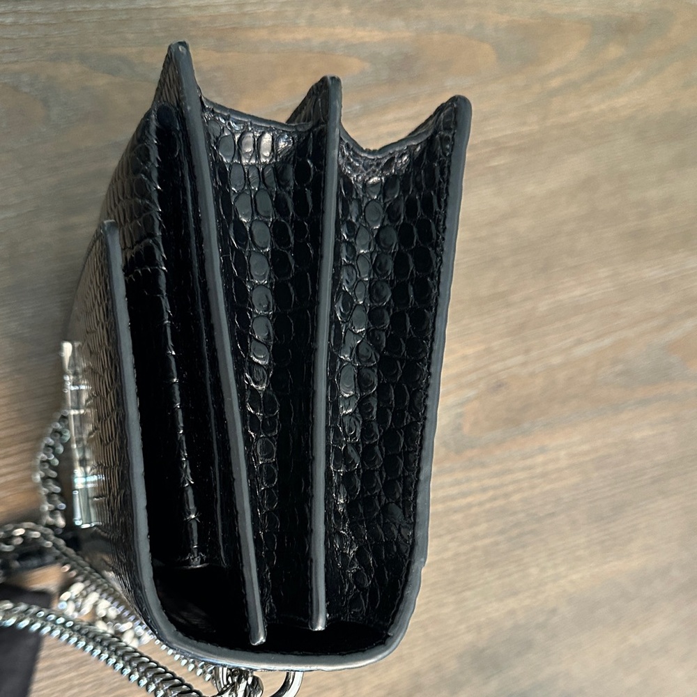 Saint Laurent Black Croc-Embossed sunset medium bag . - Picture 5 of 13